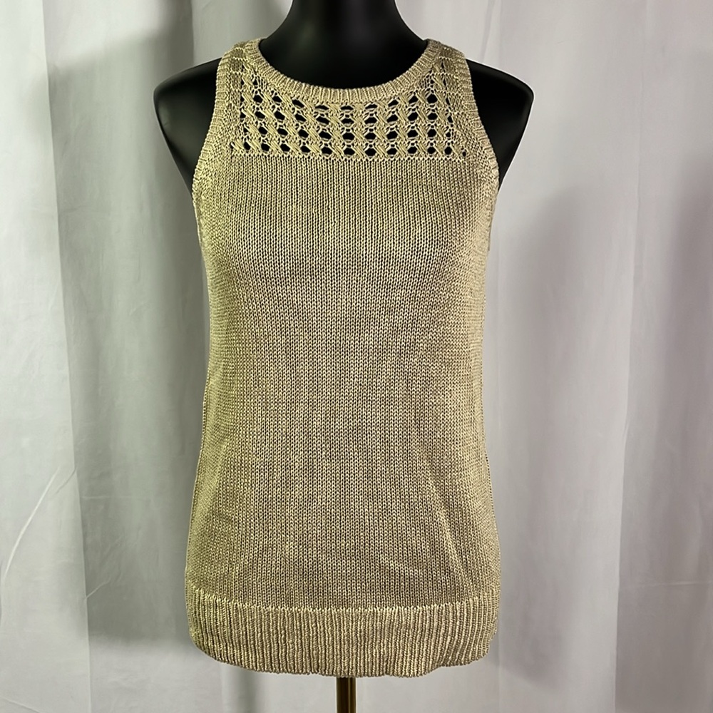 NWT LOFT Tan Sleeveless Crew Neck Sweater